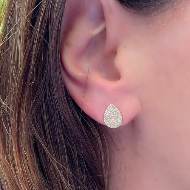 Diamond and 14k Gold Tear Drop Earrings