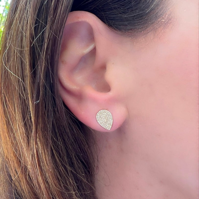 Diamond and 14k Gold Tear Drop Earrings