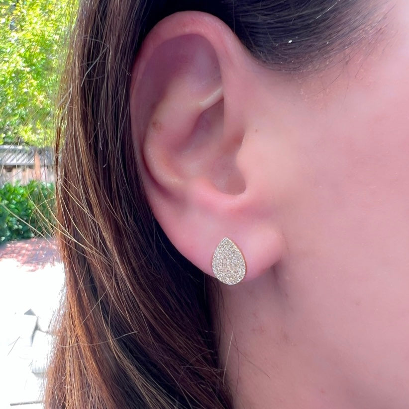 Diamond and 14k Gold Tear Drop Earrings