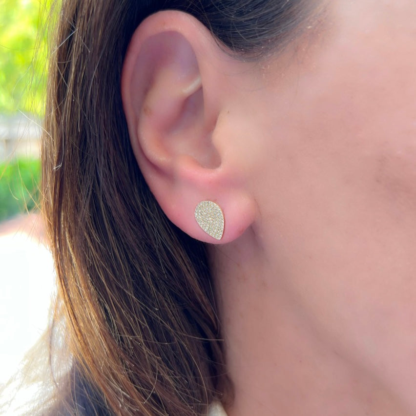 Diamond and 14k Gold Tear Drop Earrings