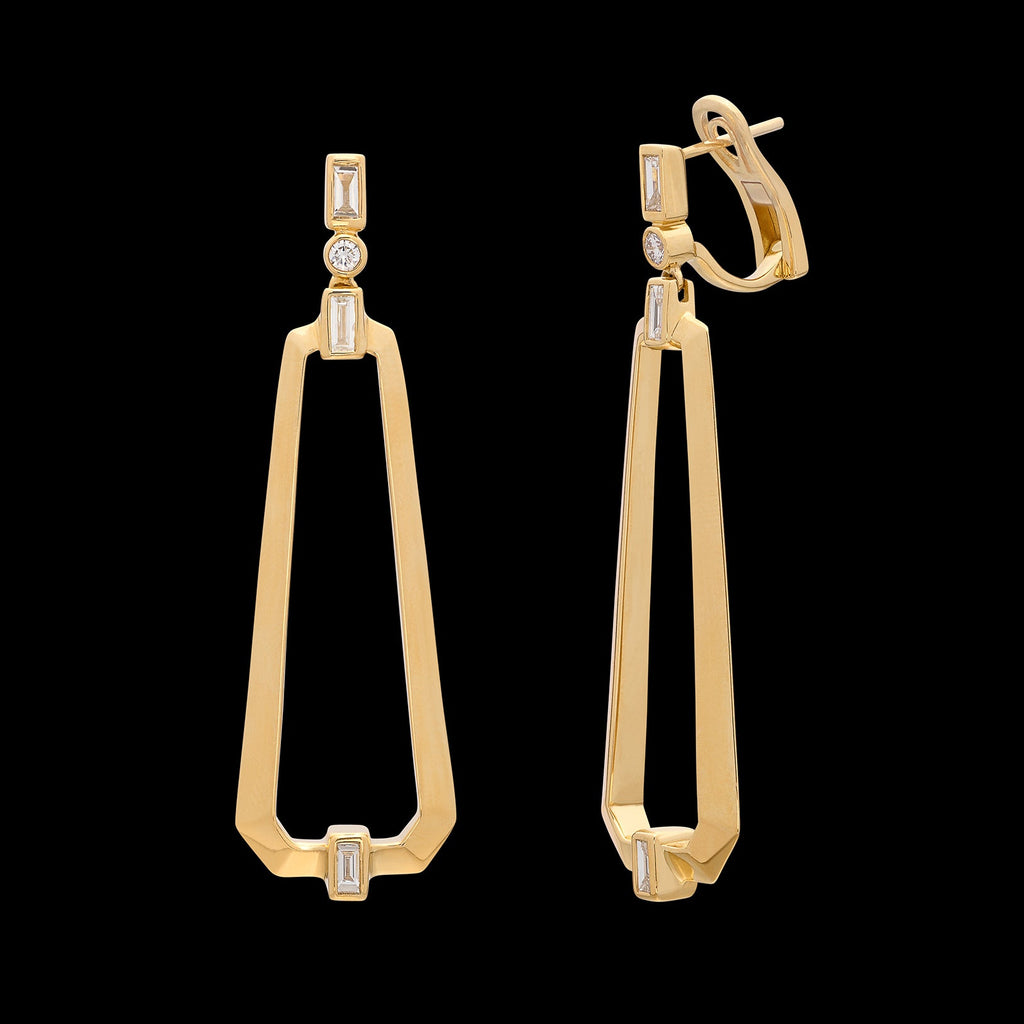 Maria Canale Diamond & 18k Gold Narrow Trapezoid Earrings