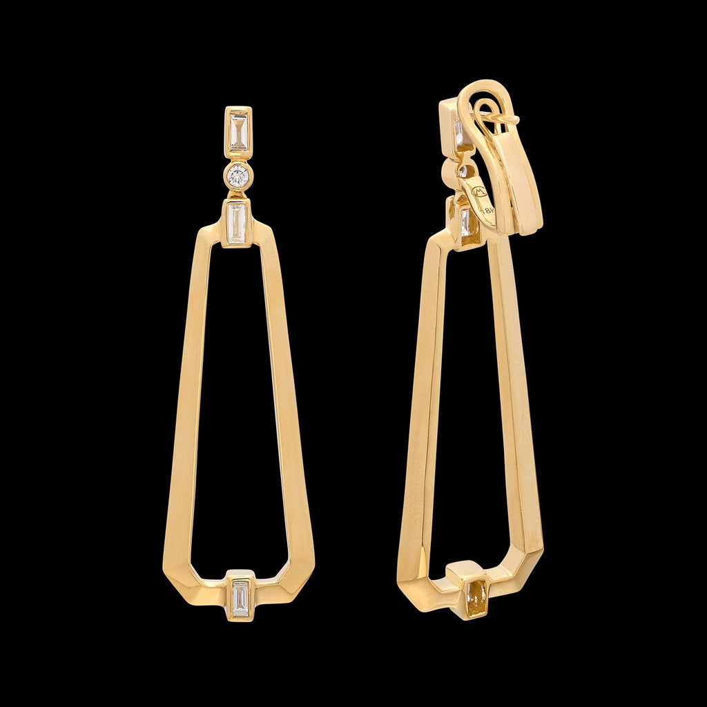 Maria Canale Diamond & 18k Gold Narrow Trapezoid Earrings