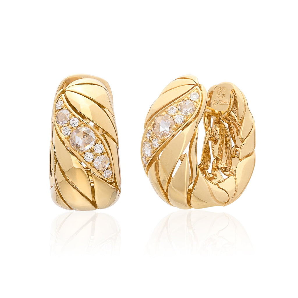 Maria Canale Petal Diamond & 18k Gold Huggie Hoop Earrings