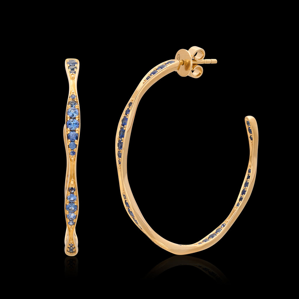 Maria Canale Sapphire 'Wave' 18k Gold Hoop Earrings