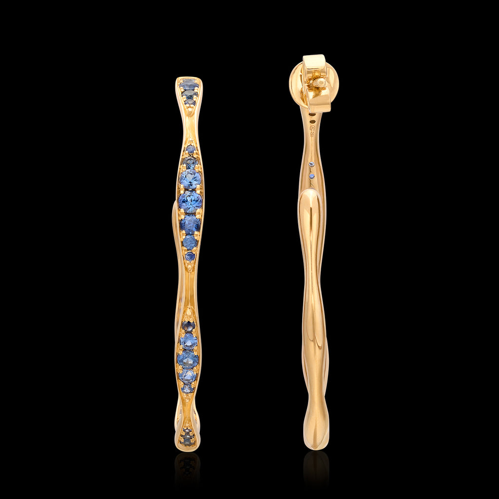 Maria Canale Sapphire 'Wave' 18k Gold Hoop Earrings