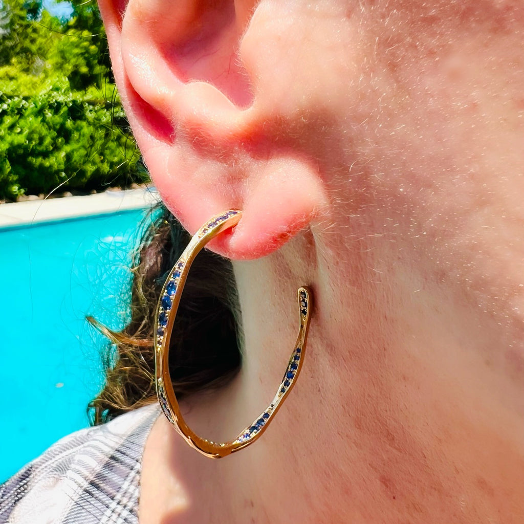 Maria Canale Sapphire 'Wave' 18k Gold Hoop Earrings