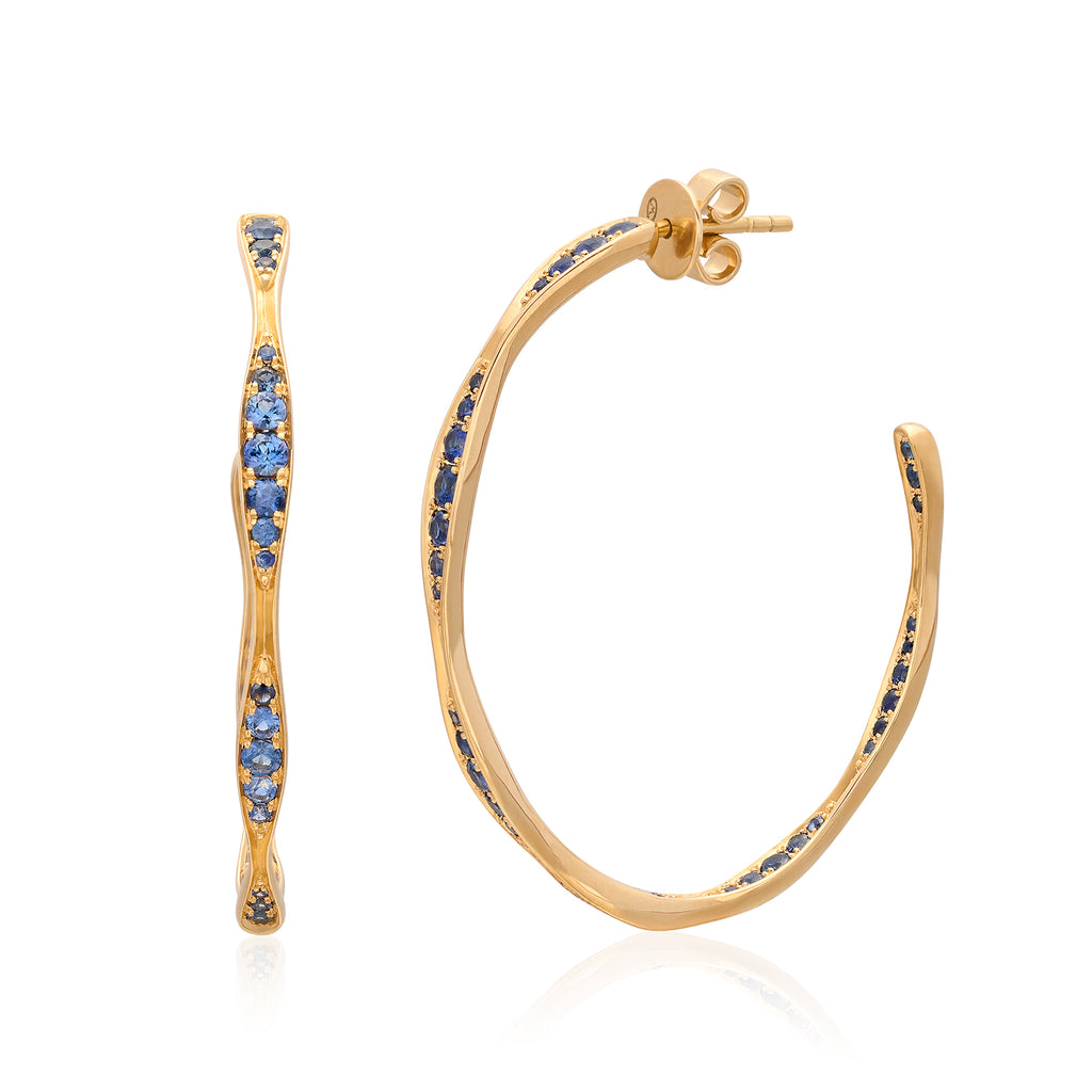 Maria Canale Sapphire 'Wave' 18k Gold Hoop Earrings