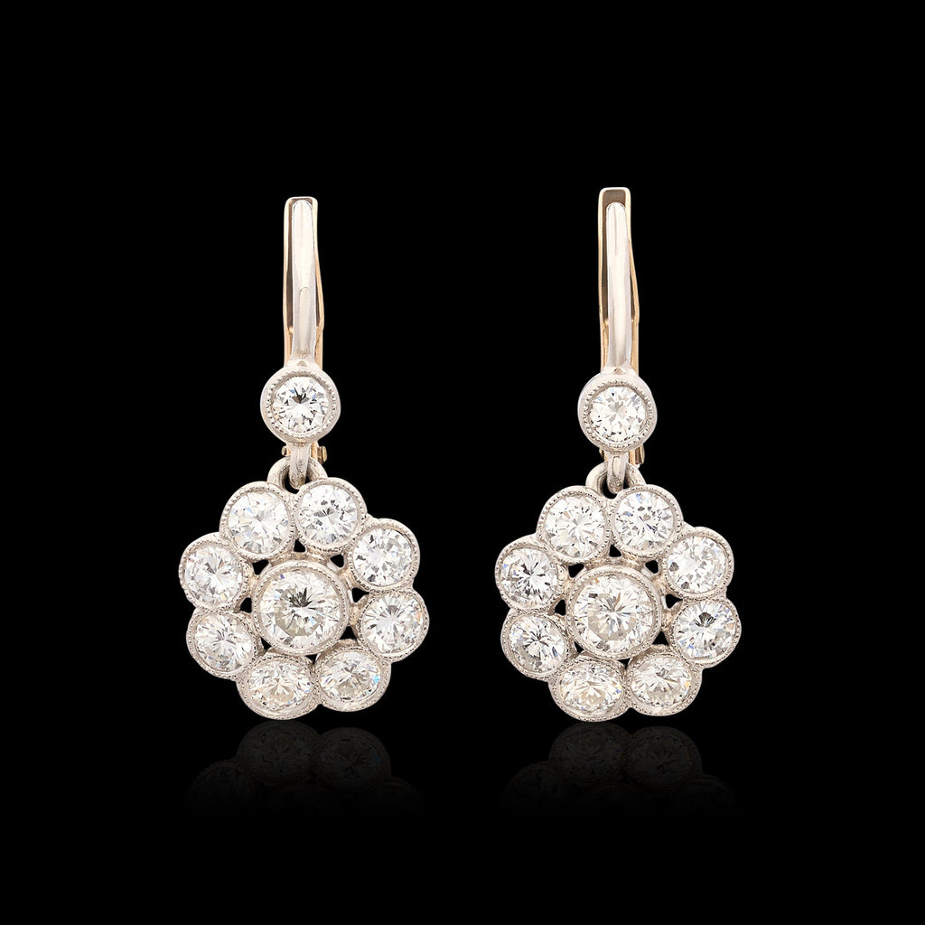 Timeless Diamond Platinum & 18k Gold Drop Earrings