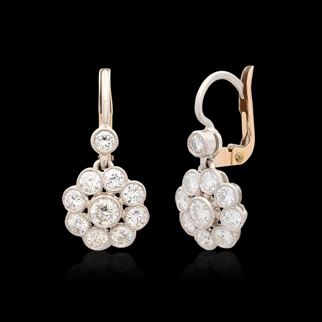 Timeless Diamond Platinum & 18k Gold Drop Earrings