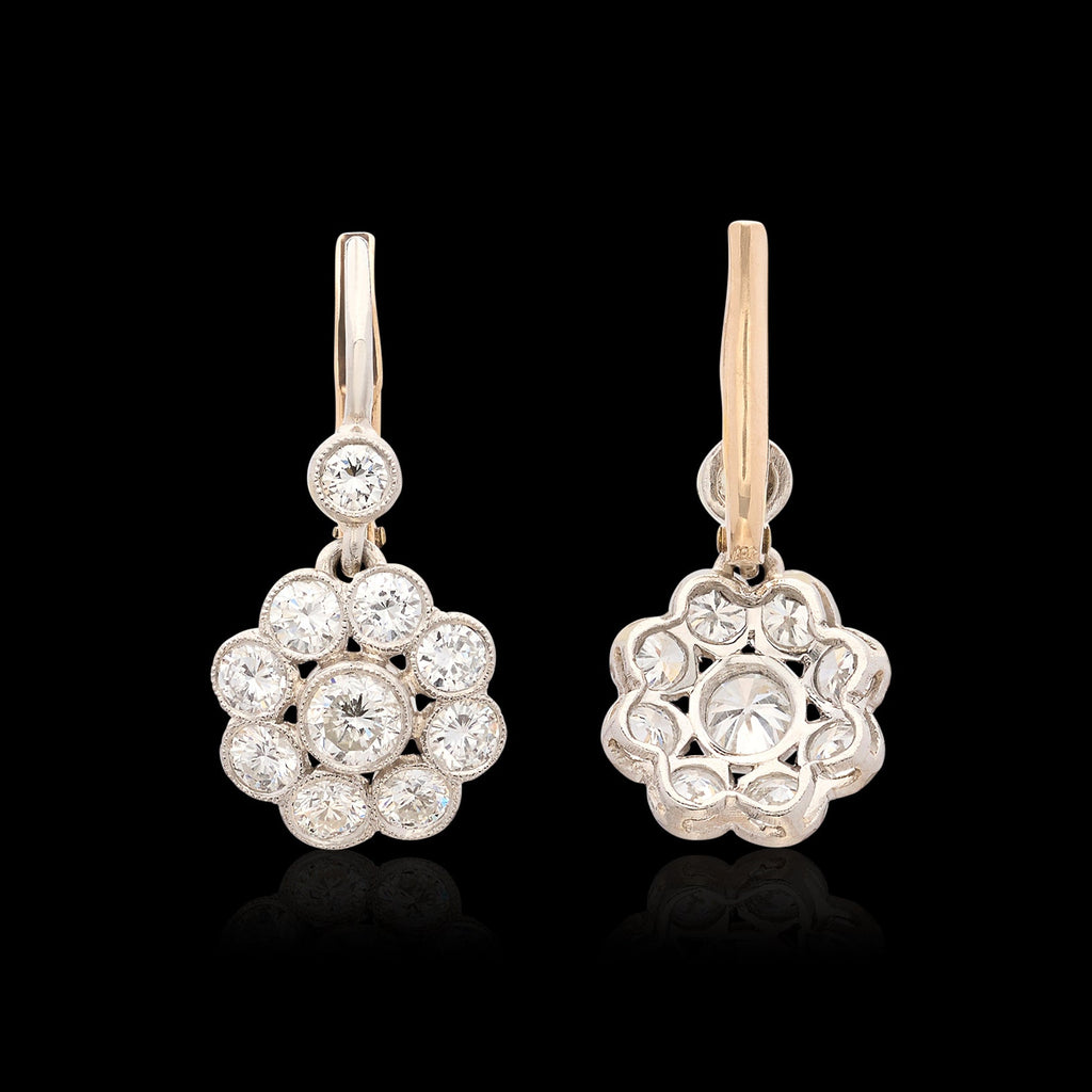 Timeless Diamond Platinum & 18k Gold Drop Earrings