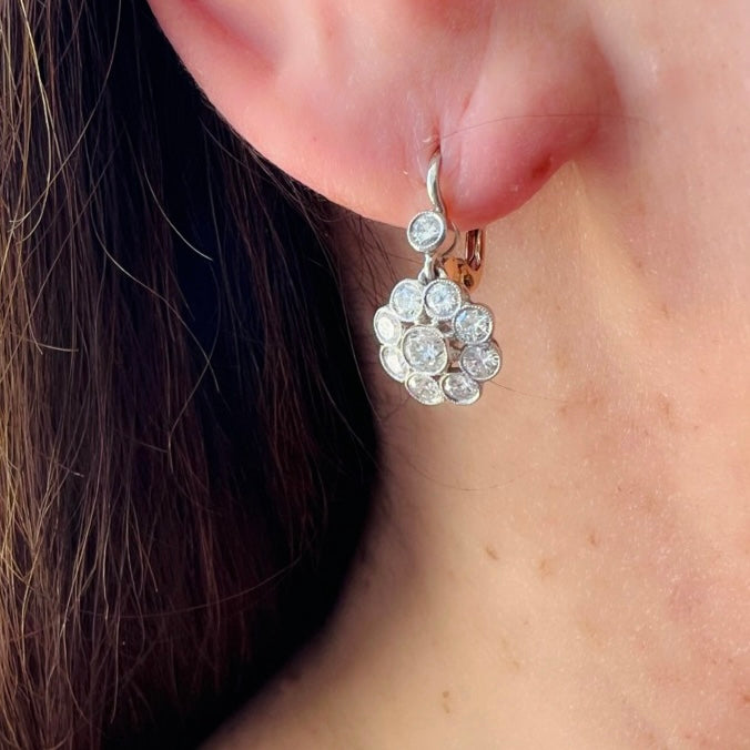 Timeless Diamond Platinum & 18k Gold Drop Earrings