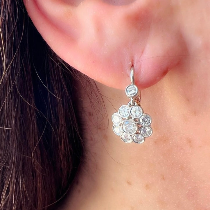 Timeless Diamond Platinum & 18k Gold Drop Earrings