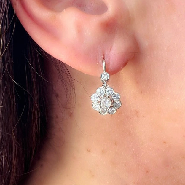 Timeless Diamond Platinum & 18k Gold Drop Earrings