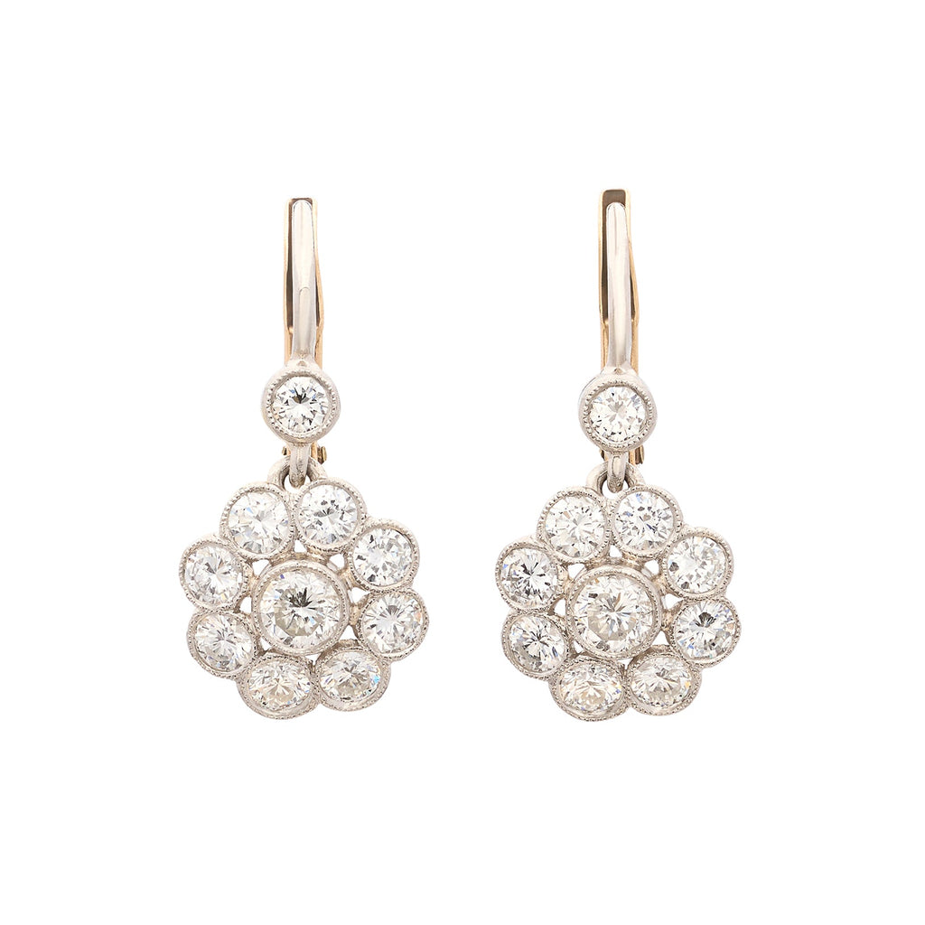 Timeless Diamond Platinum & 18k Gold Drop Earrings