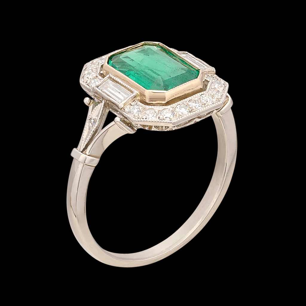 Lovely Emerald, Diamond & Platinum Ring