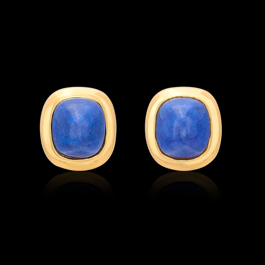 Vintage Tiffany & Co Lapis & Gold Ear Clips, circa 1970's