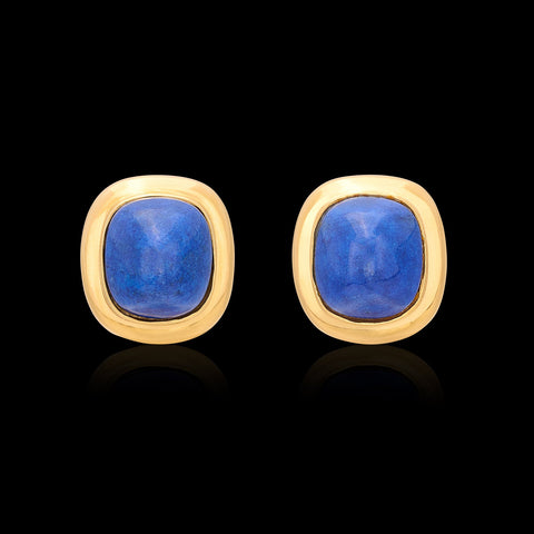 Vintage Tiffany & Co Lapis & Gold Ear Clips, circa 1970's