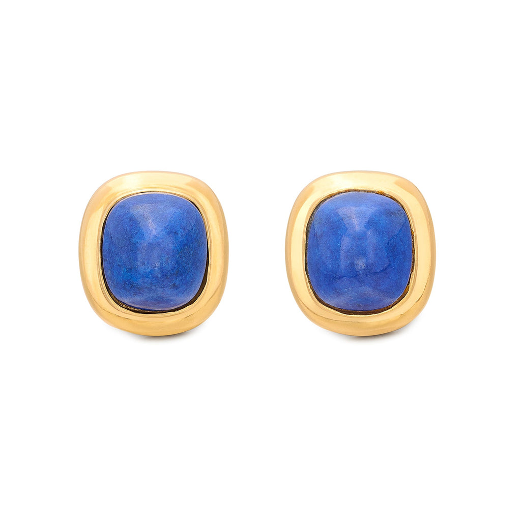 Vintage Tiffany & Co Lapis & Gold Ear Clips, circa 1970's