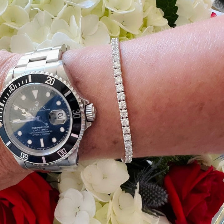 5.50 carat Diamond White Gold Line Bracelet