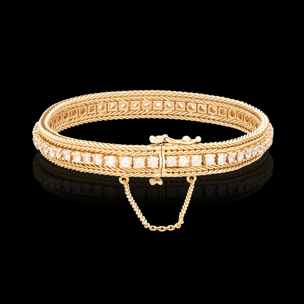 Vintage Yellow Gold Diamond Line Bracelet