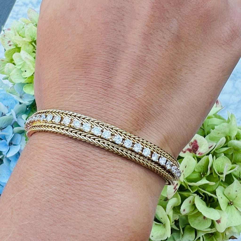 Vintage Yellow Gold Diamond Line Bracelet