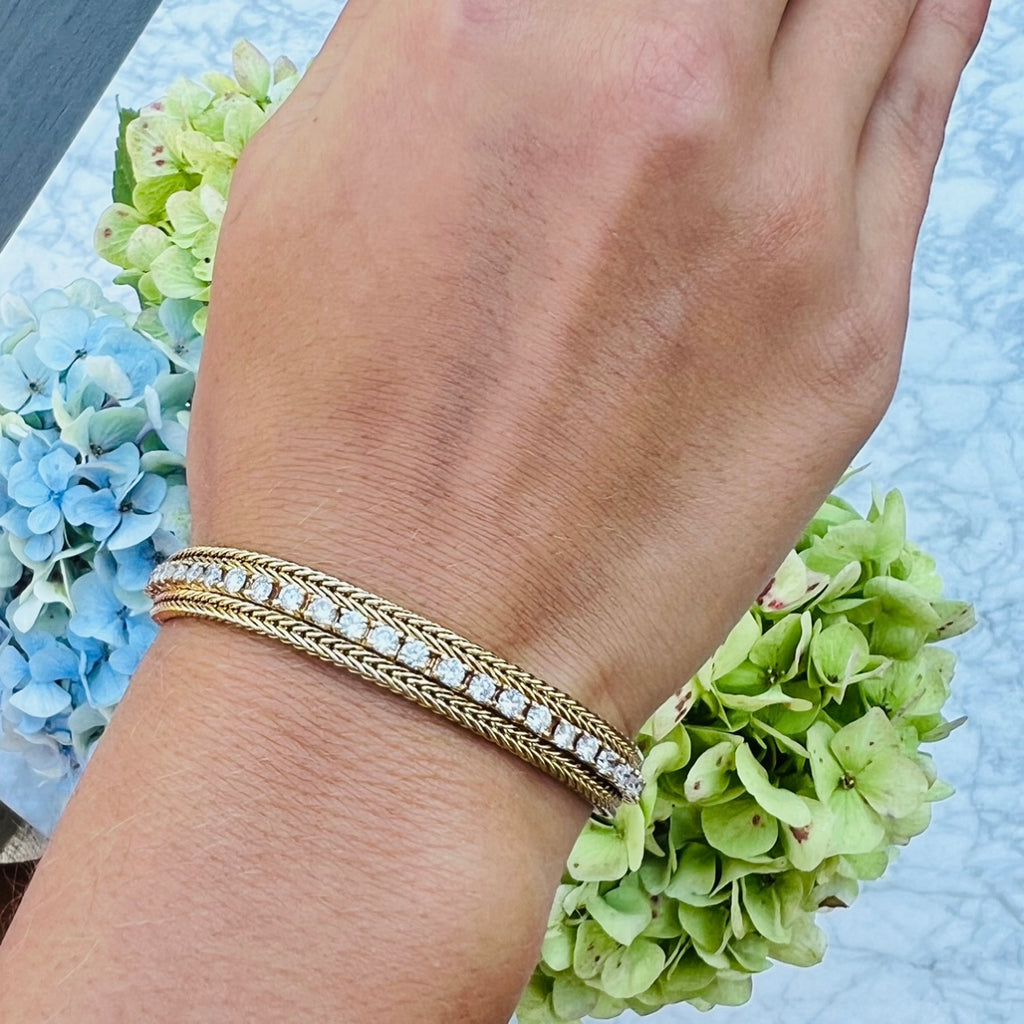 Vintage Yellow Gold Diamond Line Bracelet