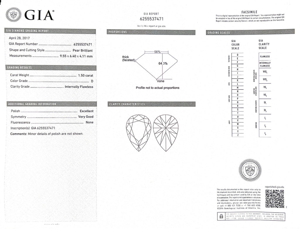 Incredible Platinum 1.50ct GIA D/Internally Flawless Pear Diamond Ring