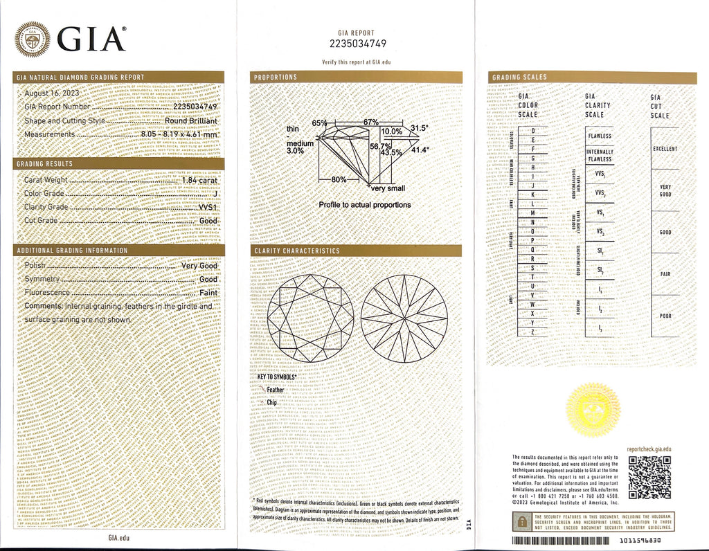 Estate GIA 1.84ct Diamond & Gold Engagement Ring