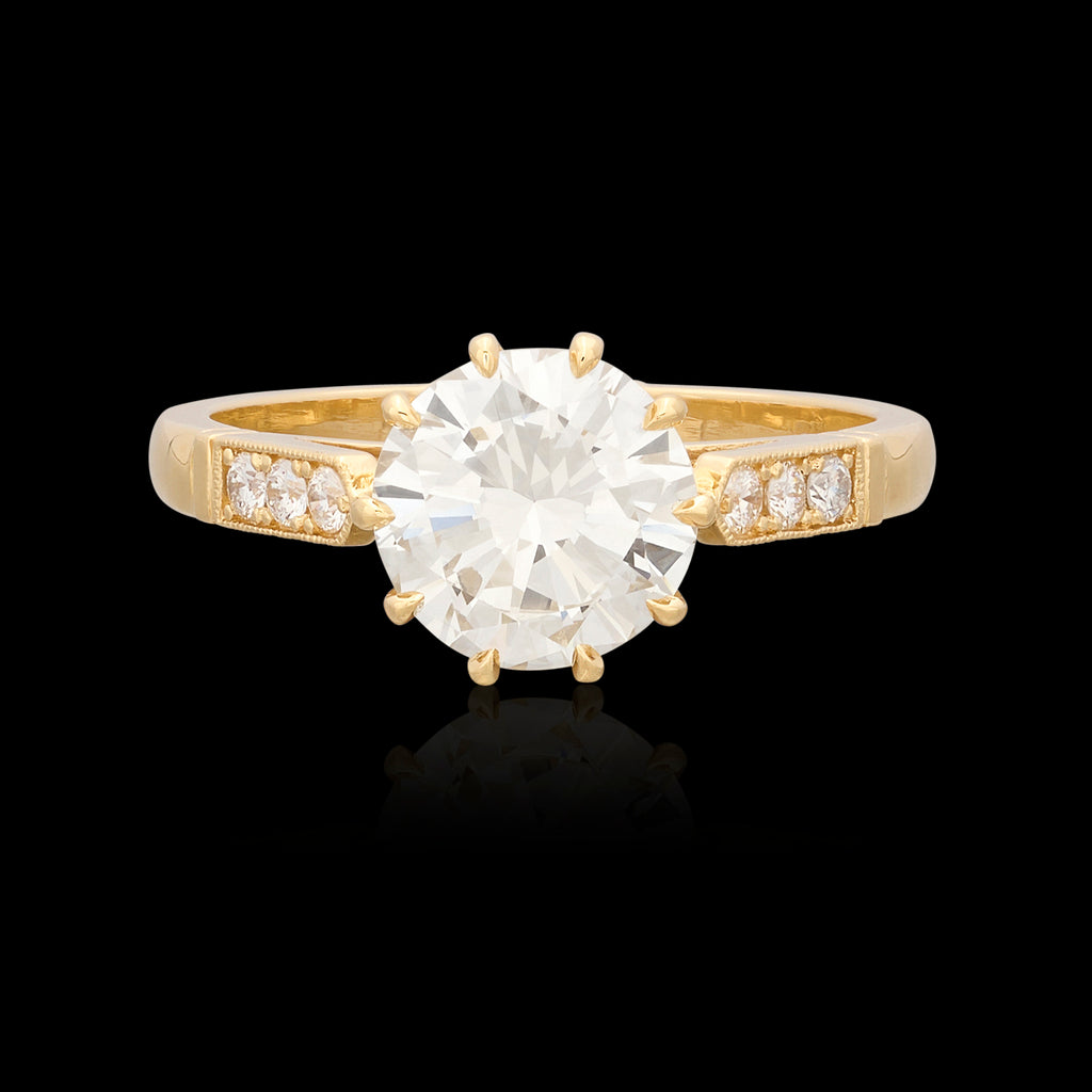 Estate GIA 1.84ct Diamond & Gold Engagement Ring