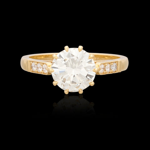 Estate GIA 1.84ct Diamond & Gold Engagement Ring