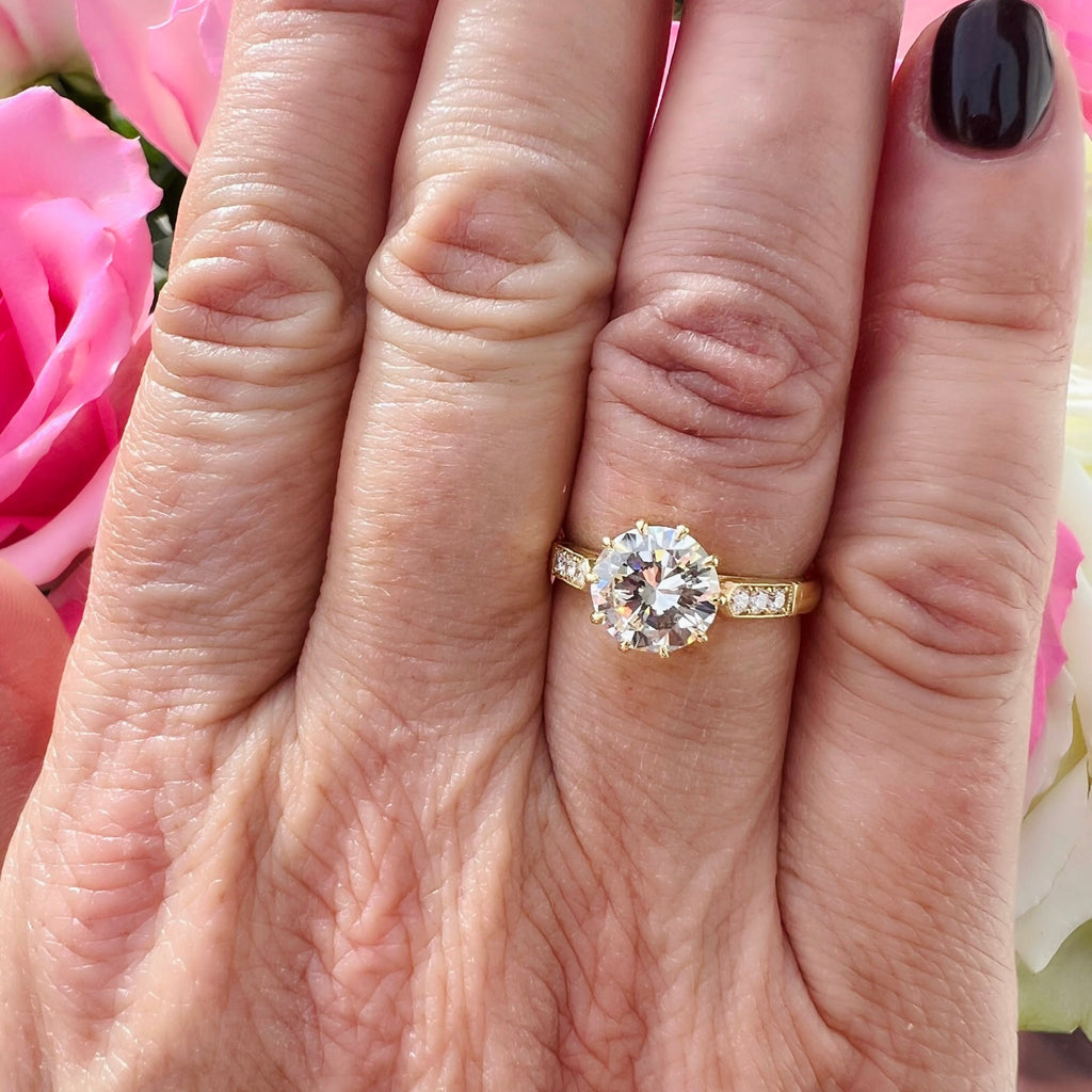 Estate GIA 1.84ct Diamond & Gold Engagement Ring