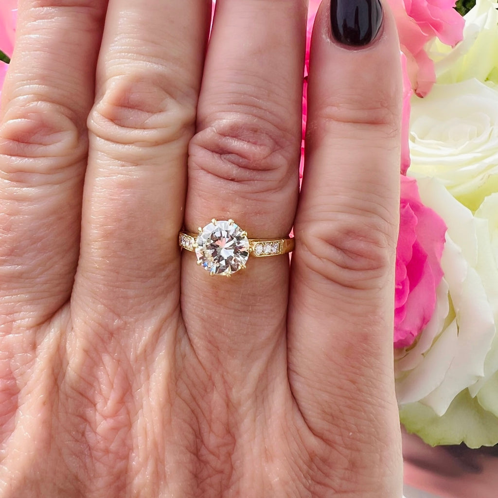 Estate GIA 1.84ct Diamond & Gold Engagement Ring