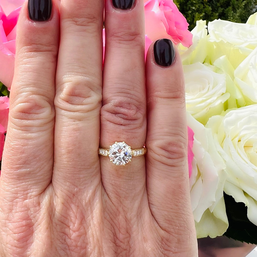 Estate GIA 1.84ct Diamond & Gold Engagement Ring