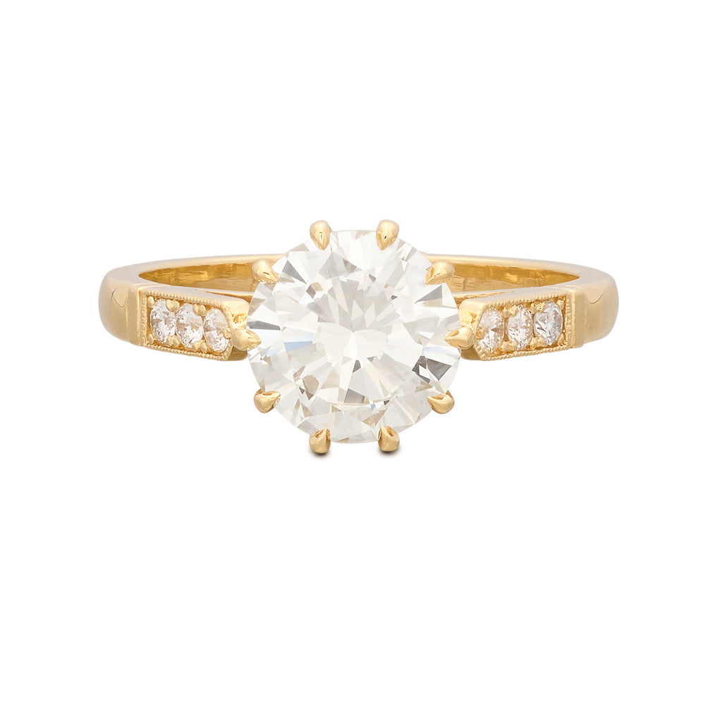 Estate GIA 1.84ct Diamond & Gold Engagement Ring