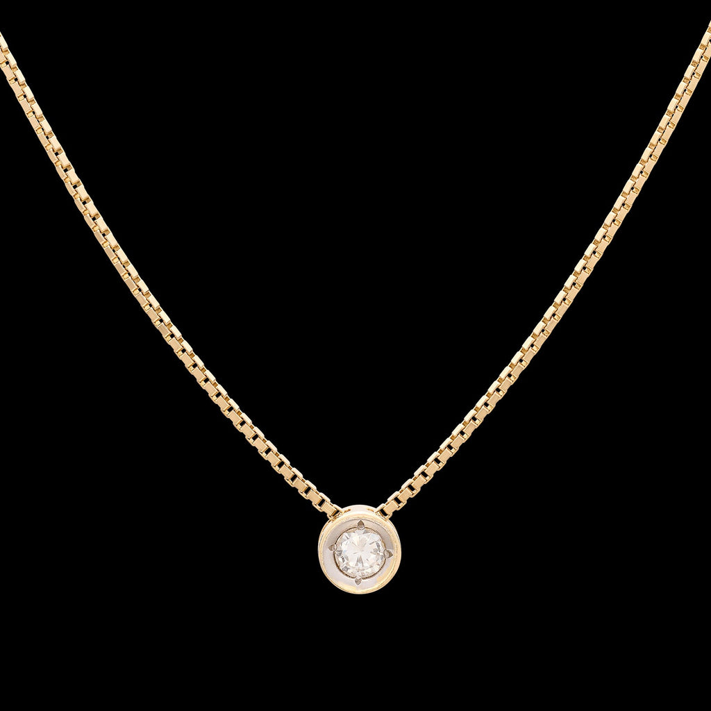 14 karat Yellow Gold Solitaire Diamond Necklace