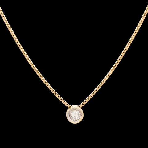 14 karat Yellow Gold Solitaire Diamond Necklace