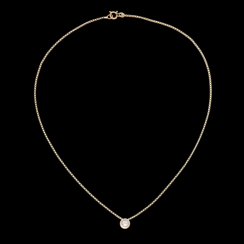 14 karat Yellow Gold Solitaire Diamond Necklace