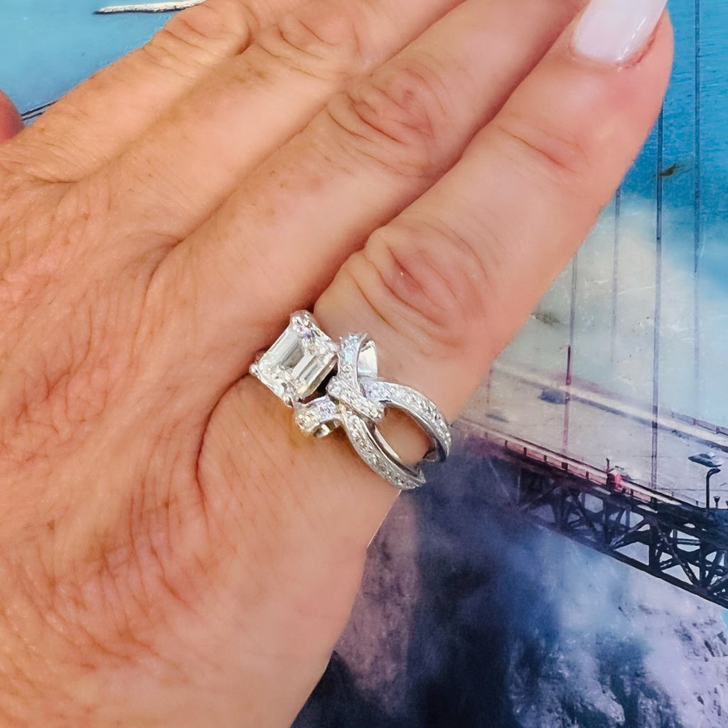 Custom GIA 1.21ct Emerald Cut Diamond Ring