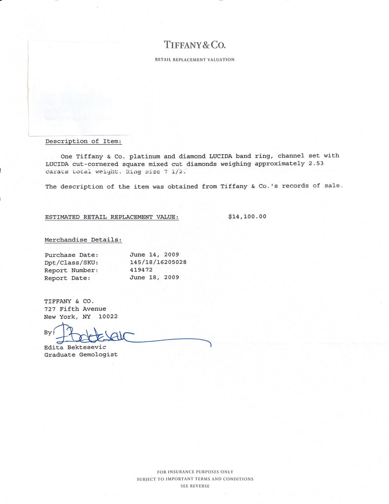 2.53ct Radiant Cut "Lucida" Eternity Band by Tiffany & Co