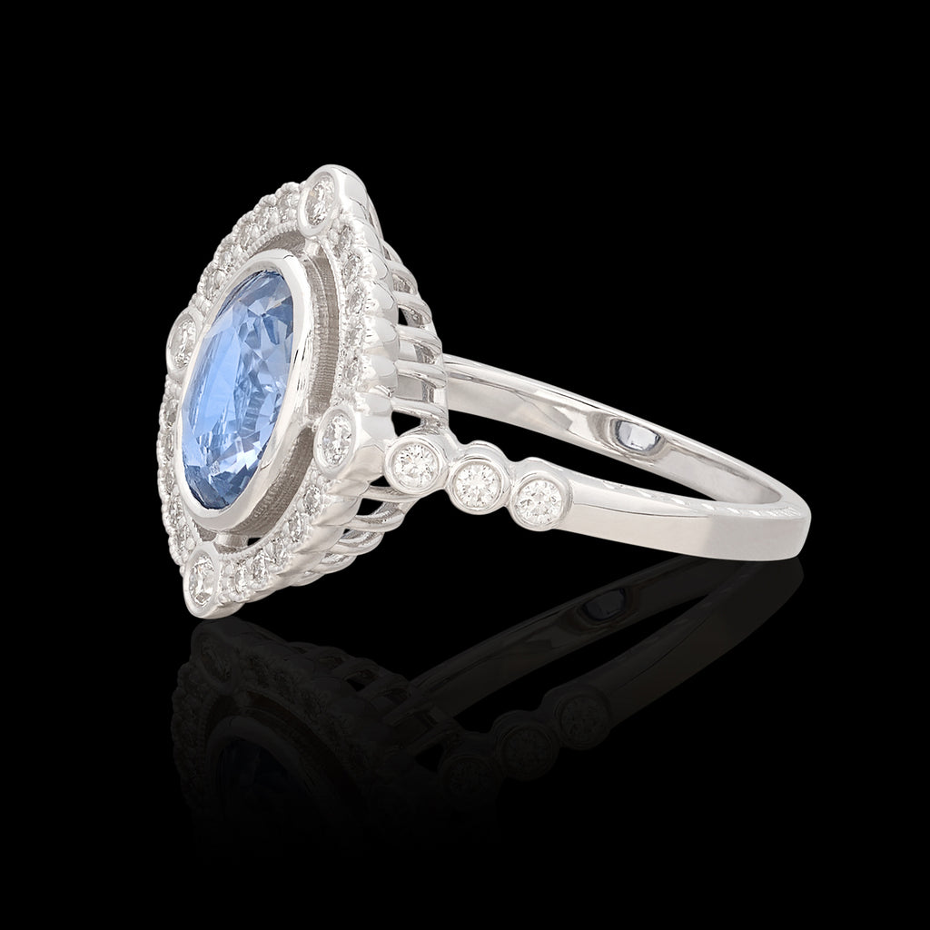 Art Deco Style 2.24ct Sapphire & Diamond Ring