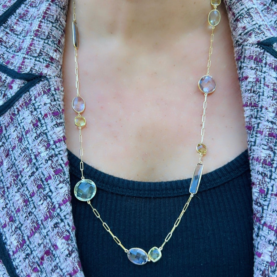18 karat Yellow Gold & Semi-Precious Gemstone Necklace