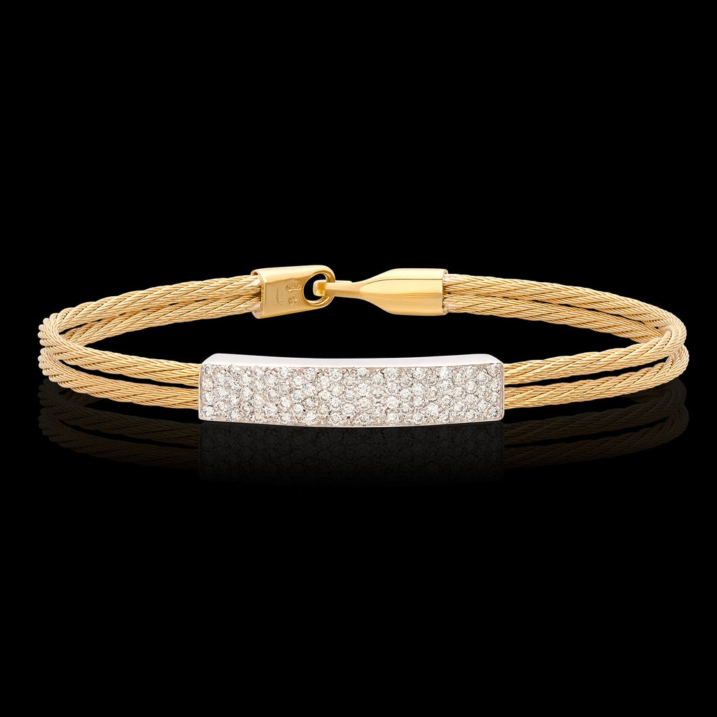 18kt Yellow Gold Twist Bracelet with Diamond I.D. Plate