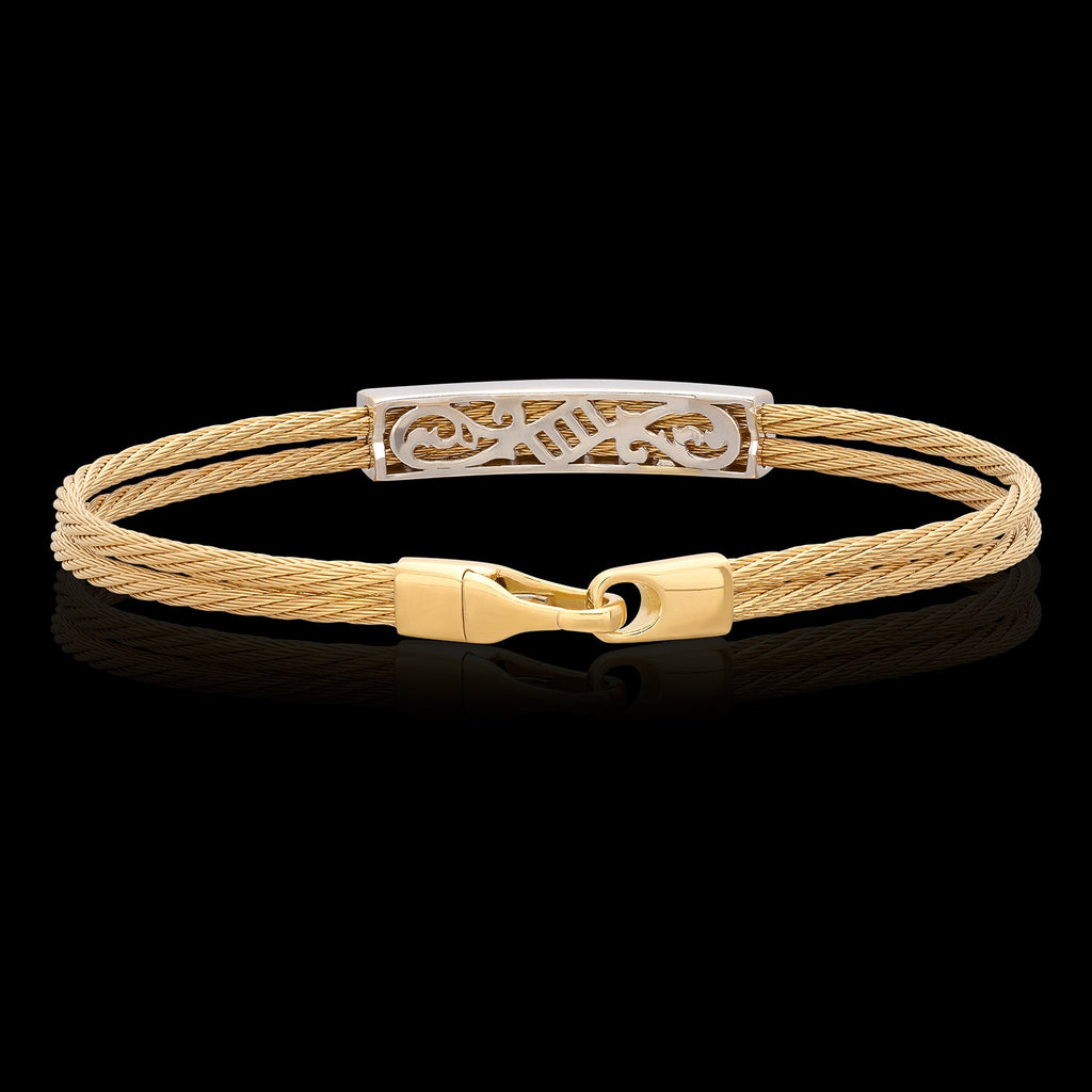 18kt Yellow Gold Twist Bracelet with Diamond I.D. Plate