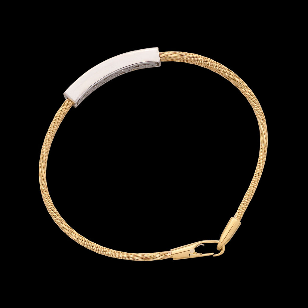 18kt Yellow Gold Twist Bracelet with Diamond I.D. Plate