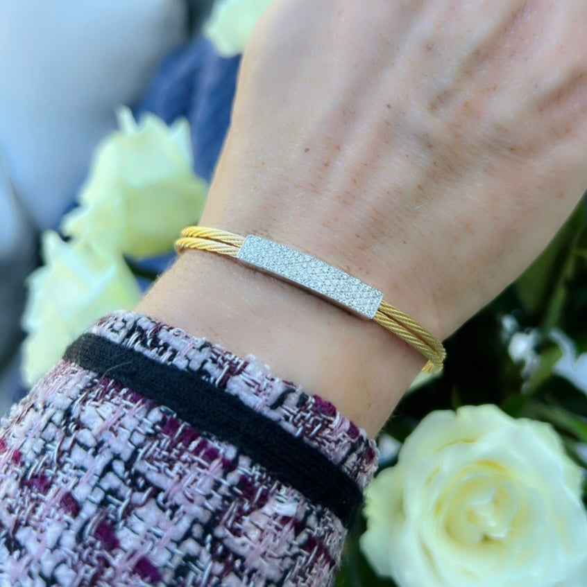 18kt Yellow Gold Twist Bracelet with Diamond I.D. Plate