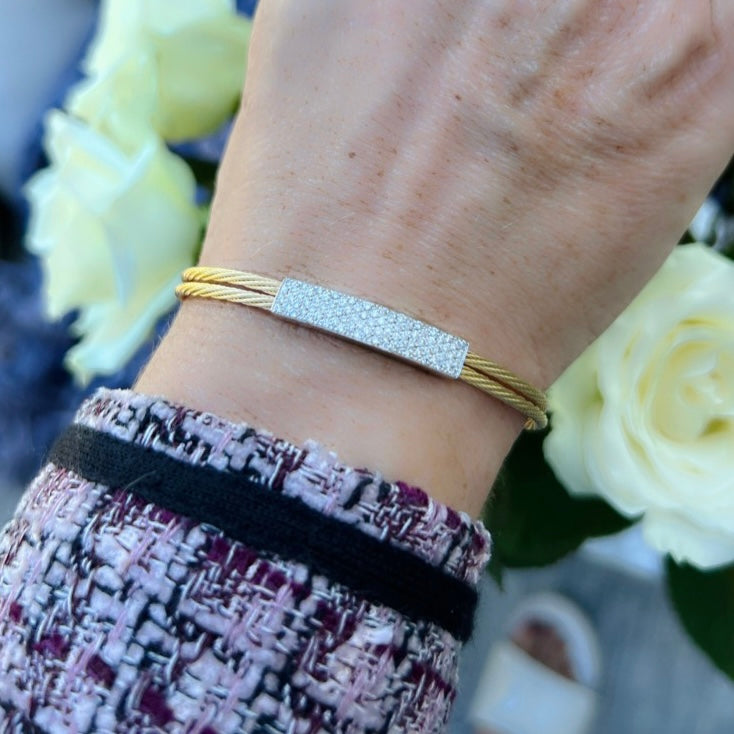 18kt Yellow Gold Twist Bracelet with Diamond I.D. Plate