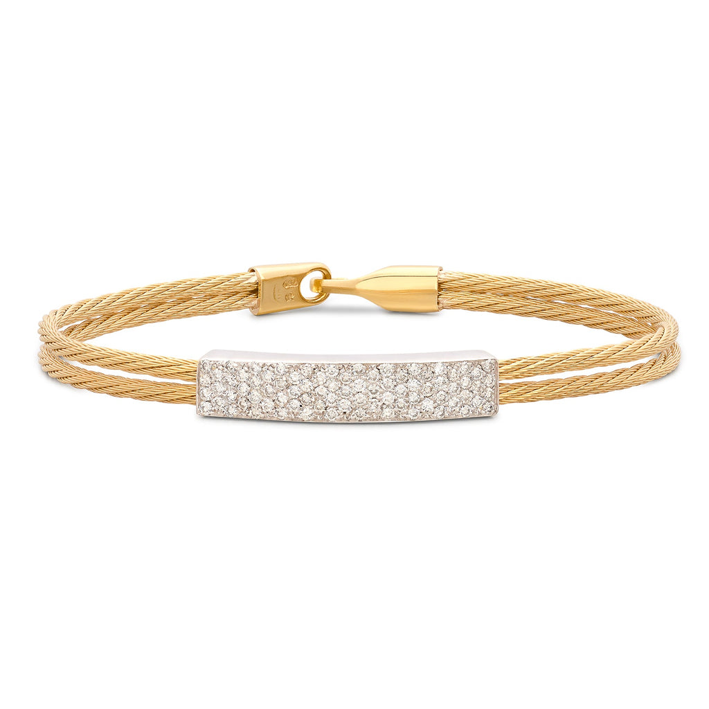 18kt Yellow Gold Twist Bracelet with Diamond I.D. Plate