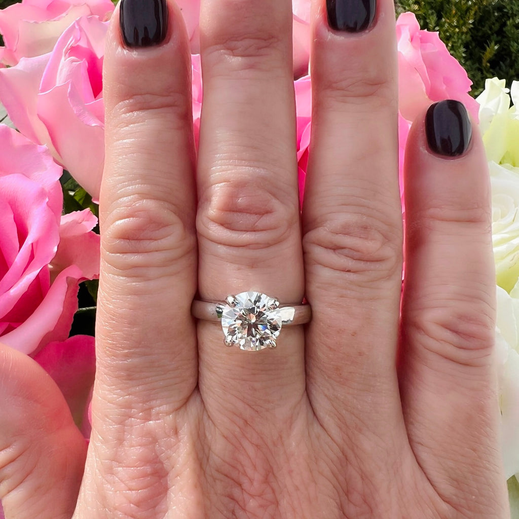 AGS 3.10ct Platinum Diamond Solitaire Engagement Ring