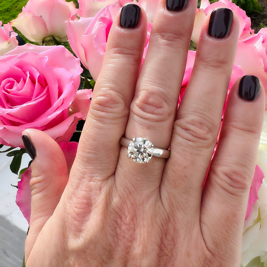 AGS 3.10ct Platinum Diamond Solitaire Engagement Ring