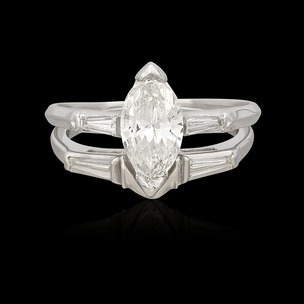 White Gold Marquise Diamond Wedding Set